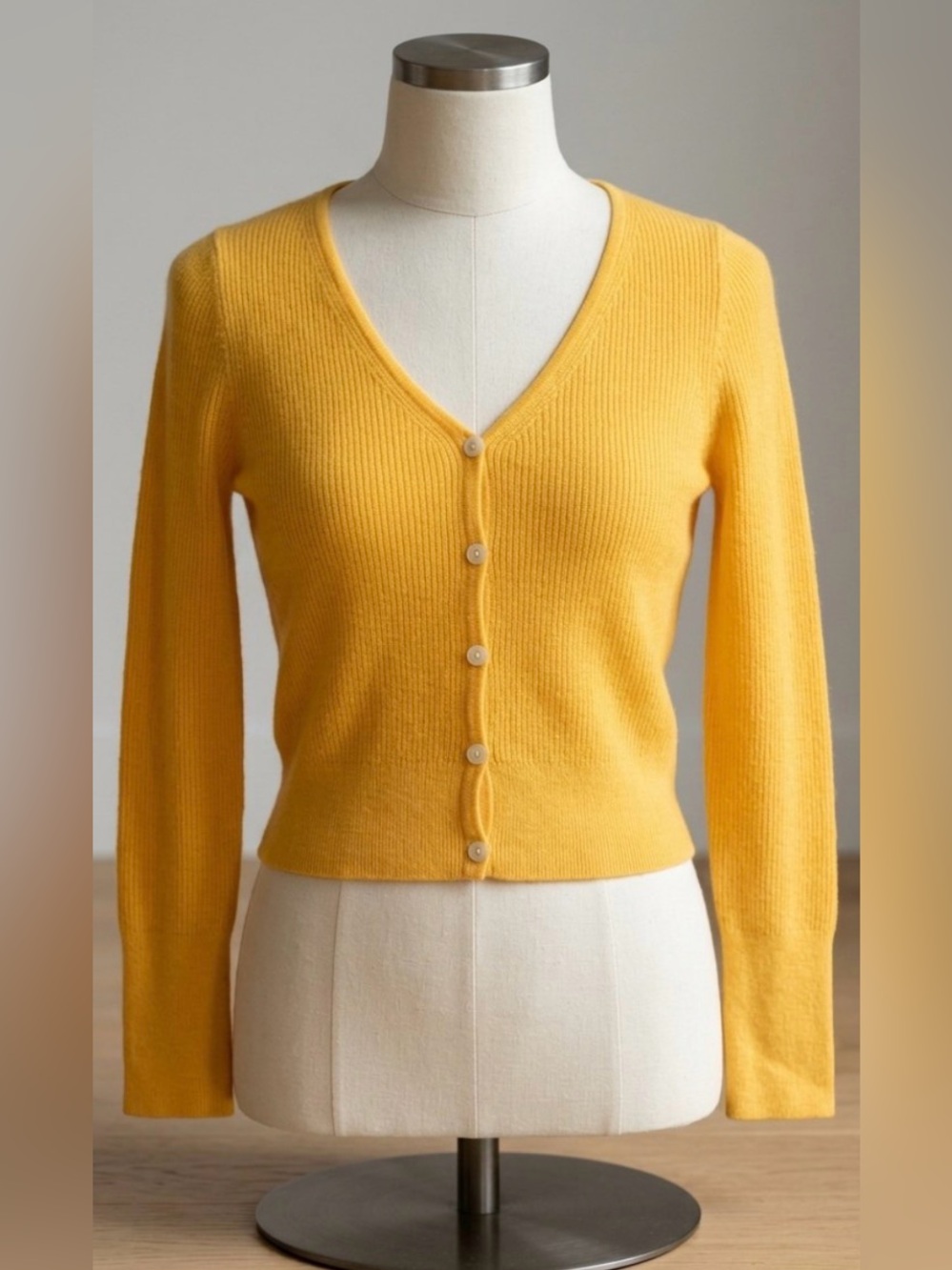 J. Crew Golden Yellow V-Neck Button Cardigan